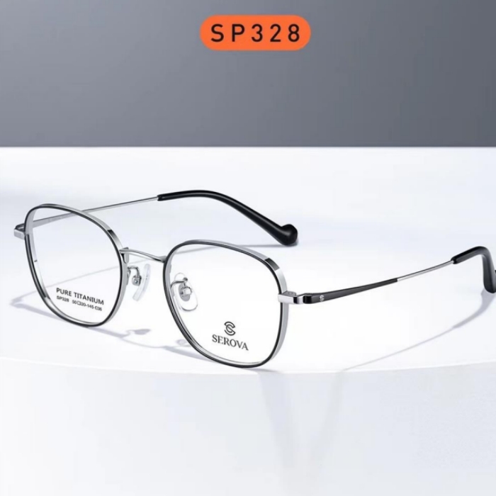 施洛华SP328钛男厚边眼镜1000度