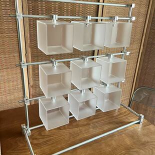 亚克力收纳架盲盒磨砂透明悬浮手办展示咖啡水杯架不锈钢置物架
