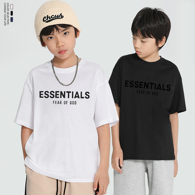 2026童装新款男女儿童亲子esse字母短袖T恤小中大童潮牌儿童上衣