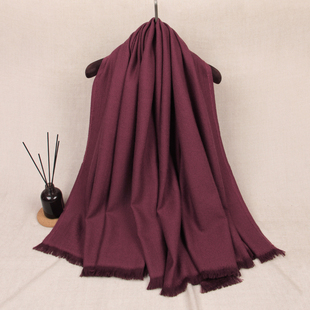 加拿大露露柠檬秋冬厚保暖亲肤酒红色100分羊毛围巾披肩毯子盖毯