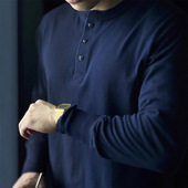 宽松休闲纯棉上衣韩版 T恤春秋季 潮流白T纯色打底 长袖 跨境2025男士