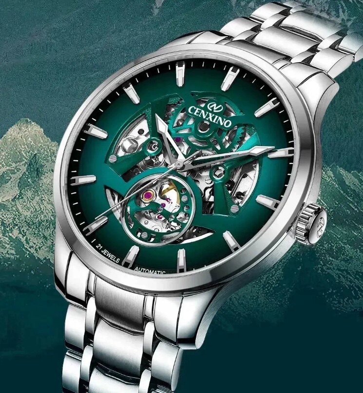 新款正品卡斯诺/cenxino手表征途系列全自动机械腕表镂空男表9032