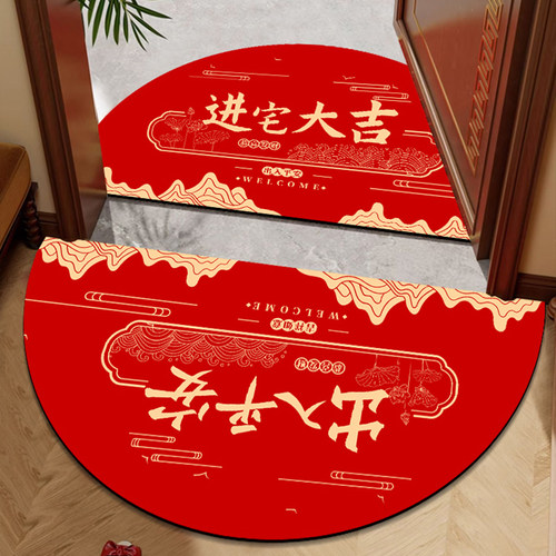 半圆形入户门地垫硅藻泥红色门垫