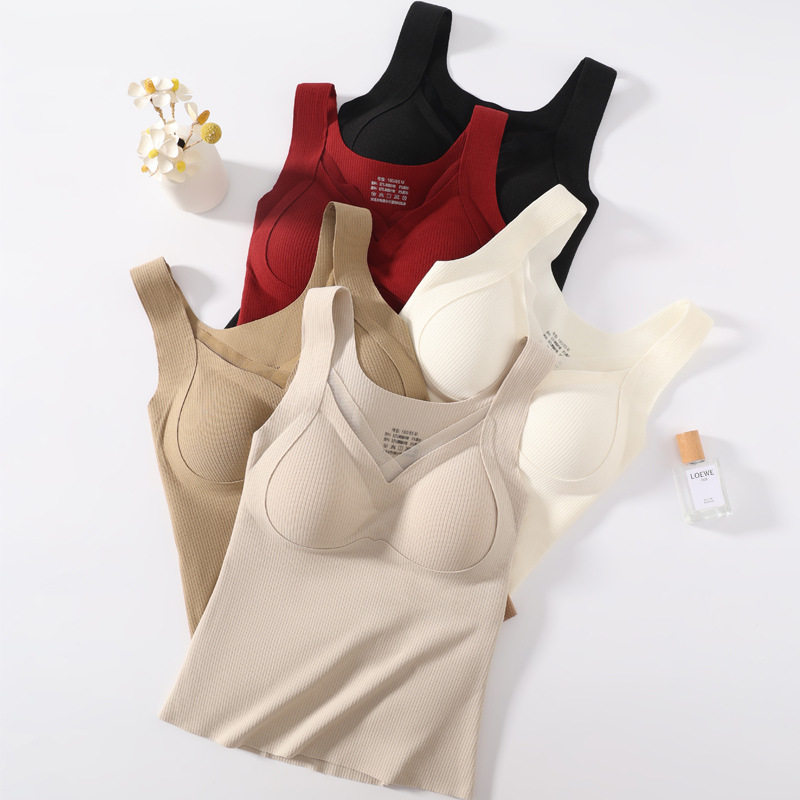 保暖背心女款带胸垫免穿文胸内搭可外穿加绒发热秋冬季打底衫内衣