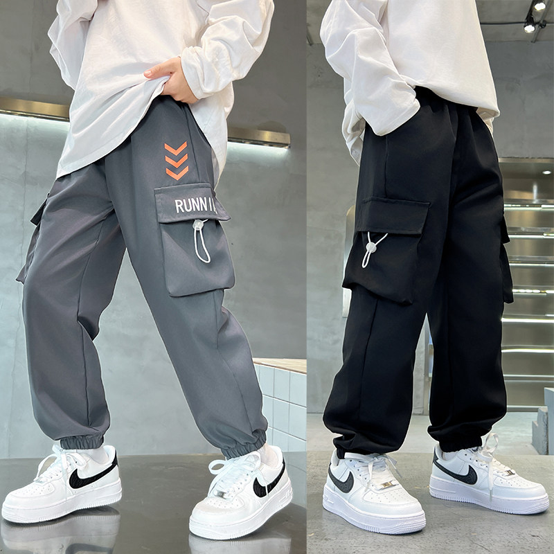 男童裤子春秋季新款儿童小男孩工装裤学生中大童宽松束腿宽松长裤