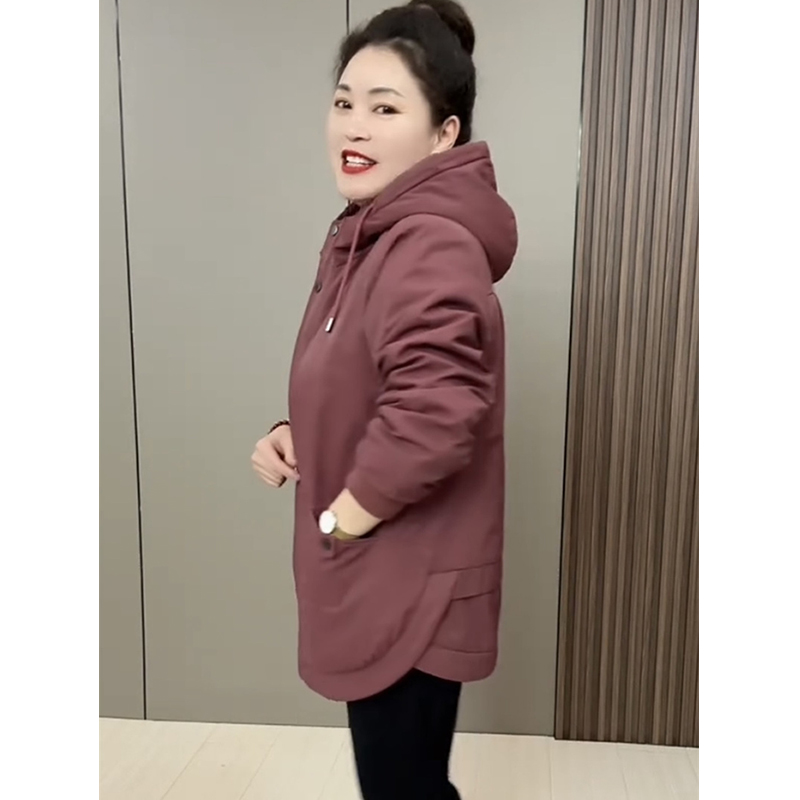 加绒加厚外套女冬季2025新款加肥大码棉服保暖洋气中老年上衣棉袄