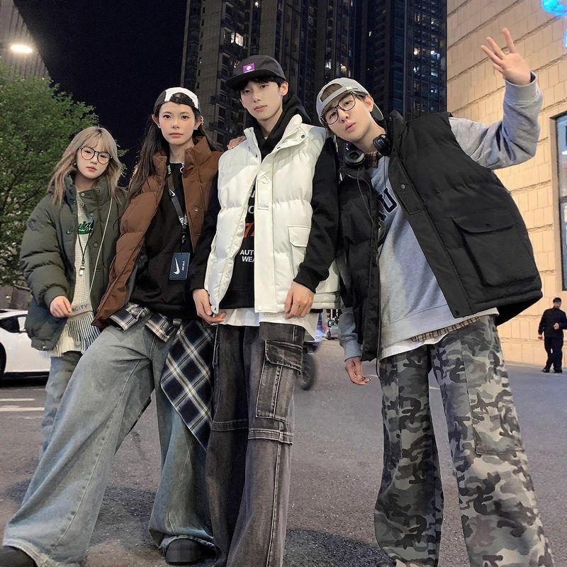 休闲保暖棉服美式男士立领马甲无袖2025坎肩冬季羽绒工装背心棉衣