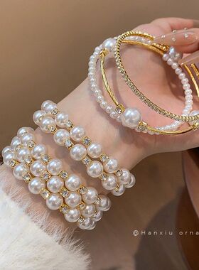 双层高级感气质珍珠手镯手环精致