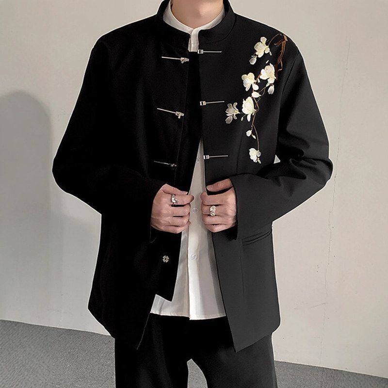 结婚男装套装西服大码潮西装硬挺高级感订婚新中式新郎礼服中山装