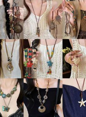 小众链波西米亚民族风项饰花朵编织设计感项链锁骨女时尚简约饰品