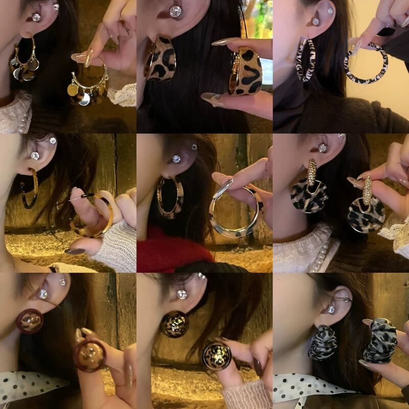 女耳环气质耳饰简约豹纹夸张高级