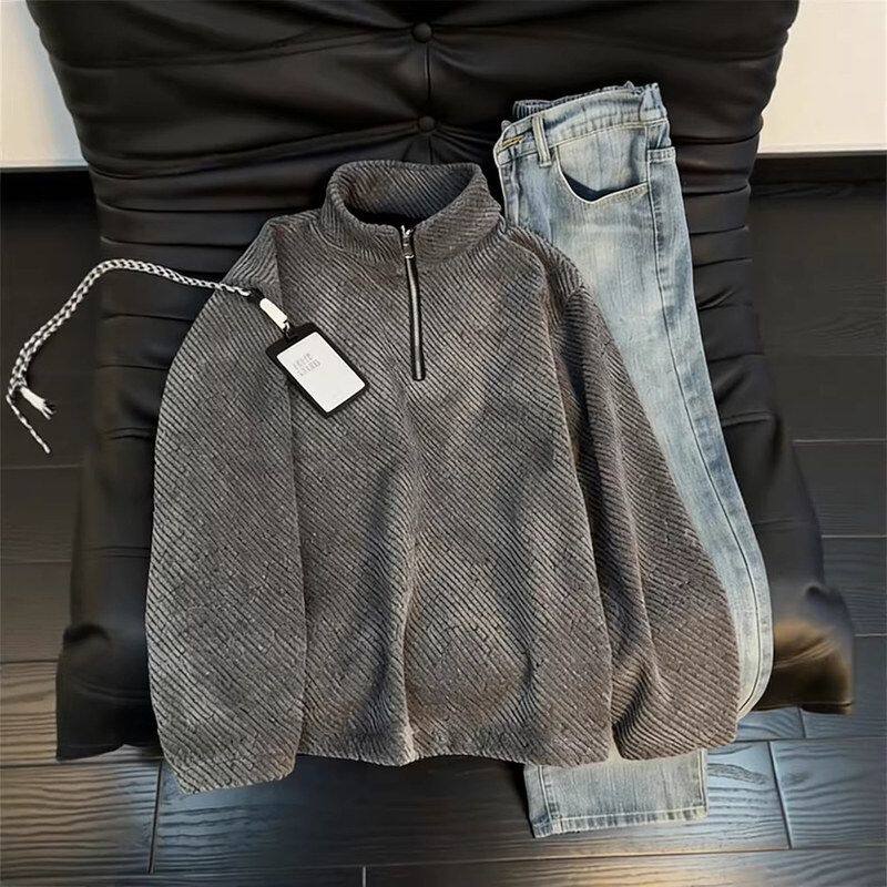 情侣拉链男冬季春秋香风外套小重磅2026立领半卫衣美式高级感女款