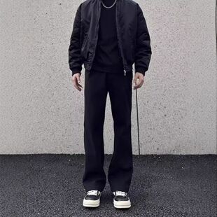 潮牌秋冬显瘦c男西裤弯刀517呢微喇卫裤anfit星空重磅le美式百搭