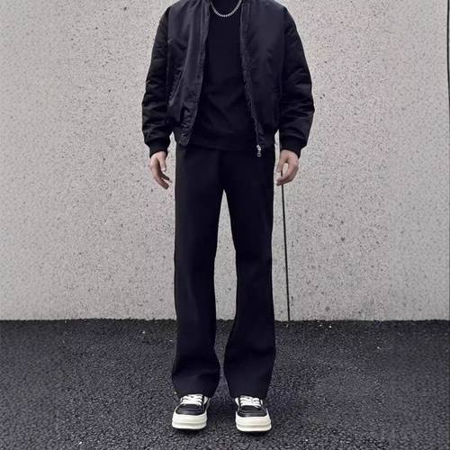 潮牌秋冬显瘦c男西裤弯刀517呢微喇卫裤anfit星空重磅le美式百搭