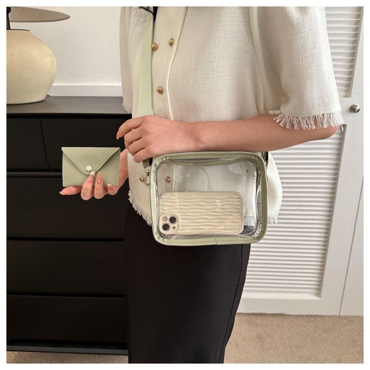 透明外出包娃包痛包收纳包可单肩可斜挎棉花娃娃双人玩偶包果冻包