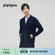 皮皮狗秋冬新款 翻领拉链对称口袋加厚男羊绒开衫
