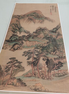 王时敏云峰树色图复古书画山水国画真迹高清微喷仿古装裱挂轴装饰