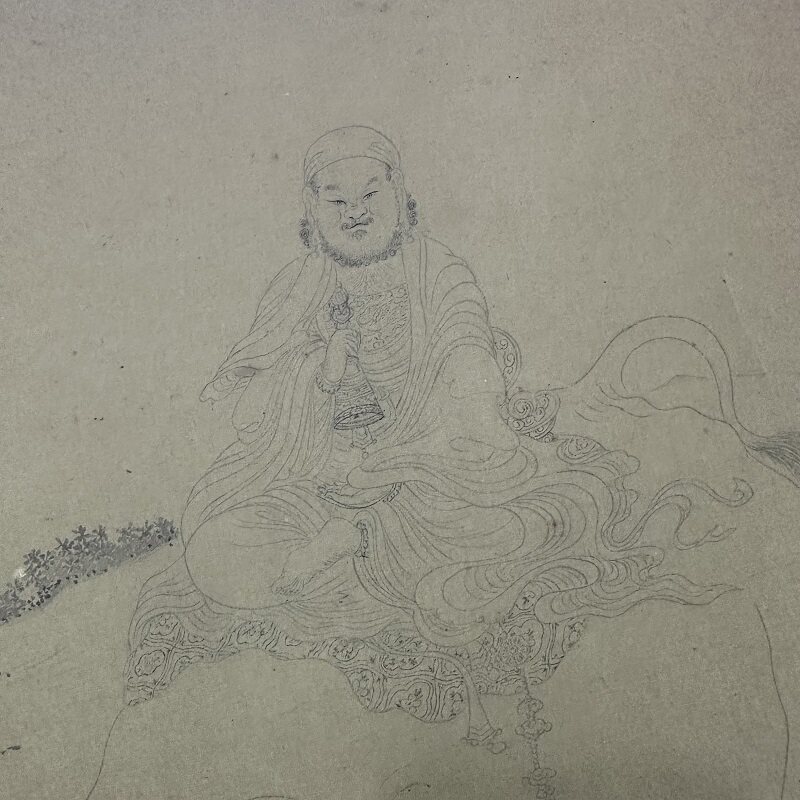明代仿李公麟十六罗汉图复古书画工笔白描国画真迹微喷卷轴装饰画
