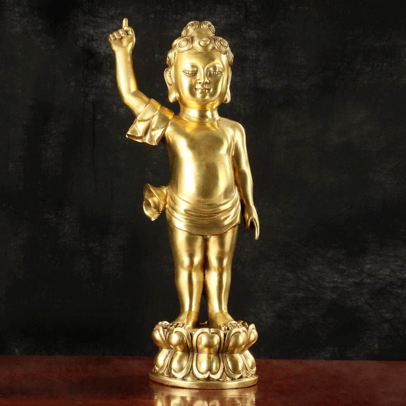大仕缘 铜释迦牟尼佛像太子佛摆件一手指天招财浴佛