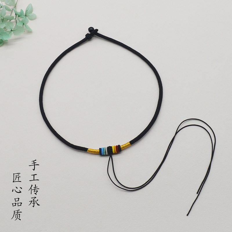 手工编织平安扣黄金吊坠蜜蜡玉石专用黑色高端高级女款挂绳项链绳