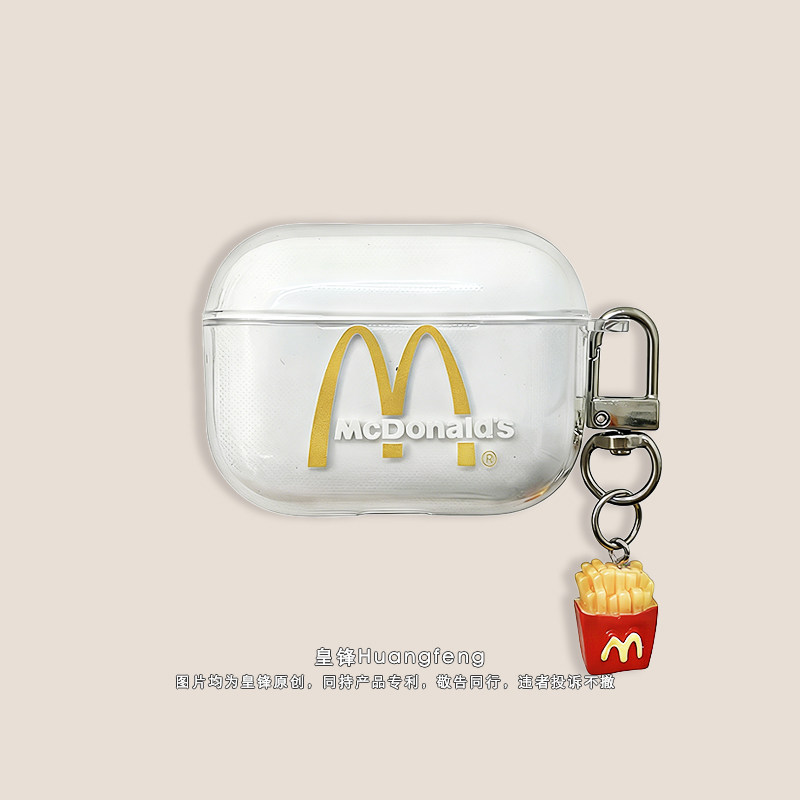 创意复古M记麦门薯条适用苹果AirPods Pro3透明保护套个性男女AirPods4代Pro2无线降噪蓝牙耳机软壳二三四代