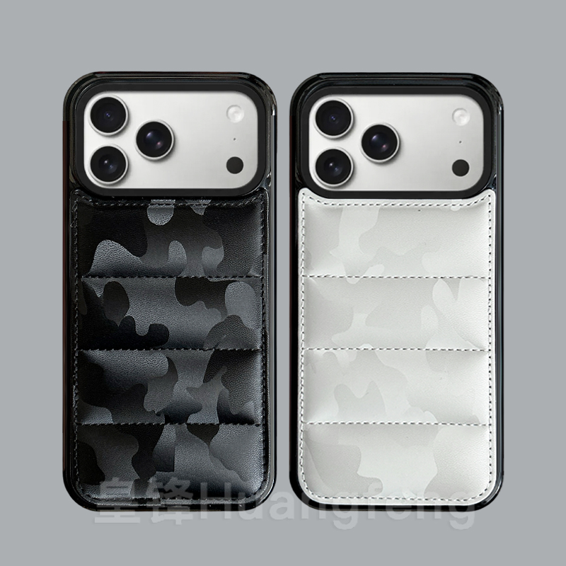 欧美潮牌迷彩羽绒服适用iPhone17Pro Max时尚简约纯色手机壳17Air个性男女13/14苹果16Pro防摔情侣保护套15PM