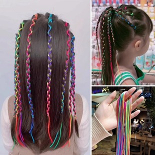 儿童编发彩绳演出舞台妆发饰挑染彩色假发片街舞头饰甜酷拳击辫子
