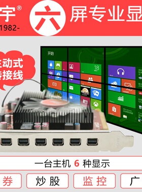 旌宇六联屏 多屏显卡 一拖六 350 4GB-6mDP 输出接口 办公 炒股