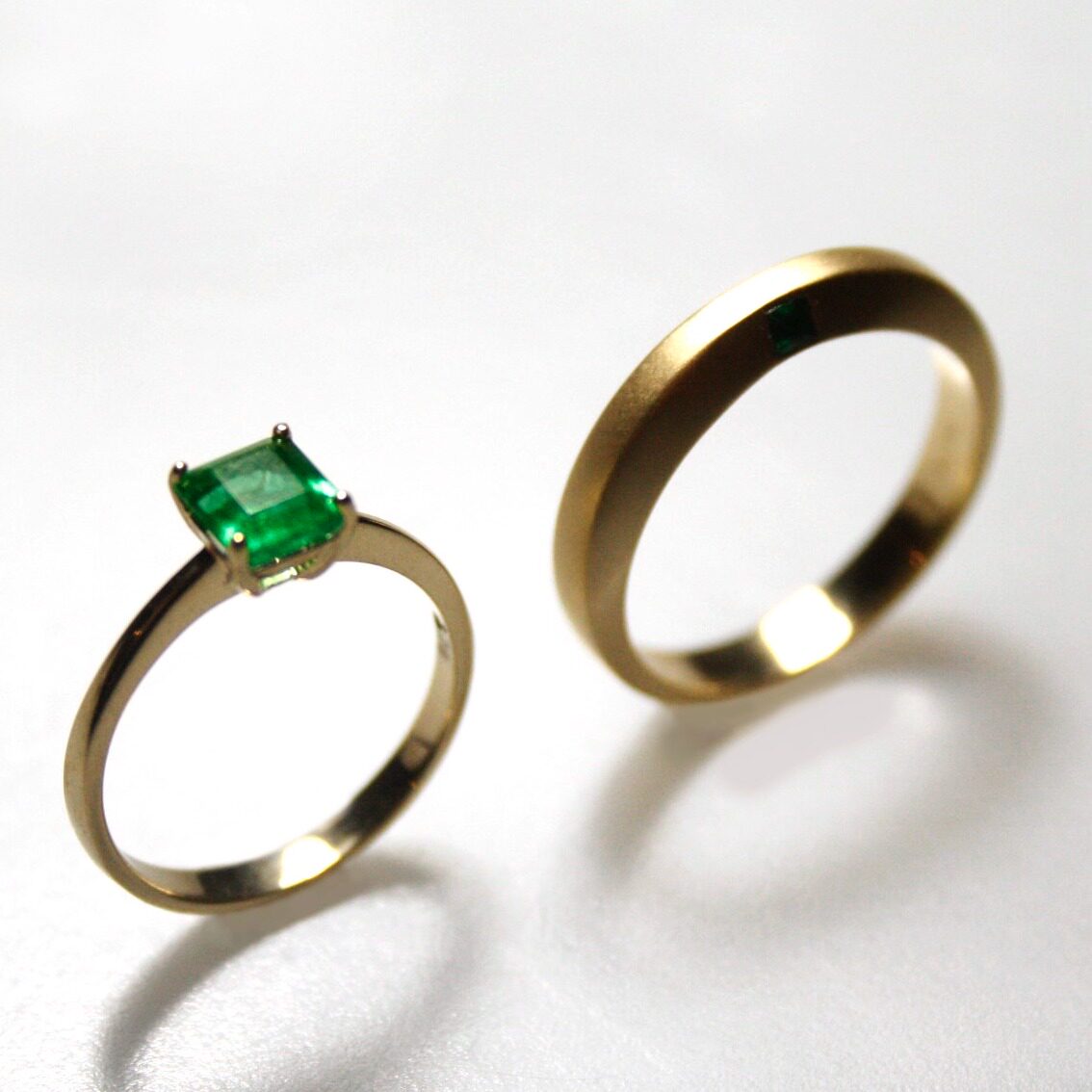 My Jewelry【爱的河流】祖母绿对戒 男戒女戒 订婚戒指需定制