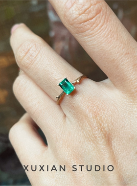 My Jewelry【自然生长树枝】祖母绿细叠戴戒指指环 需定制