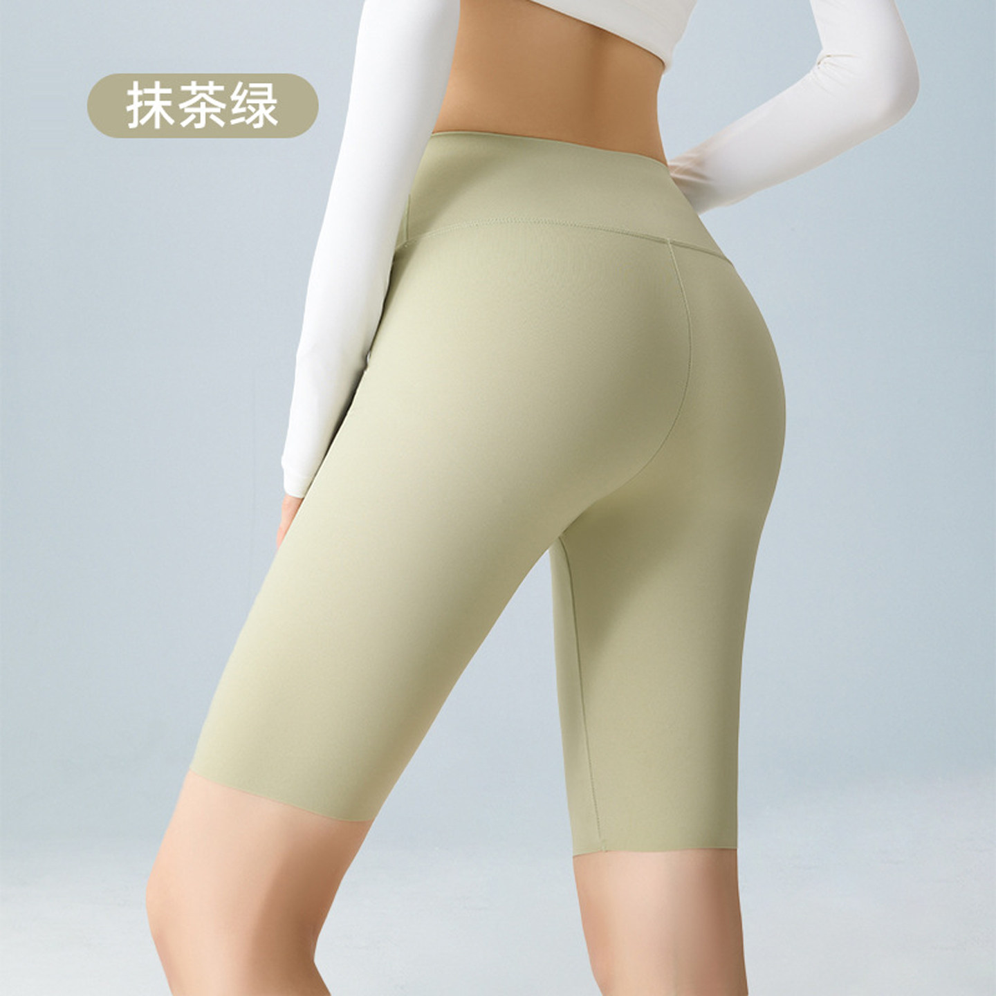 绿色冰丝凉感五分骑行裤女外穿