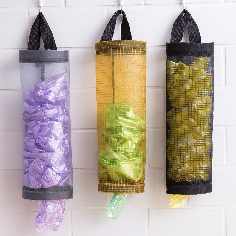 网纱圆形塑料袋收纳袋可挂式厨房垃圾袋收集器便捷抽取储物袋挂袋