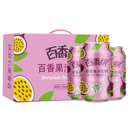 百香缤百香果汁310ml*15采用NFC非浓缩果汁0脂广西鸡蛋果汁饮料