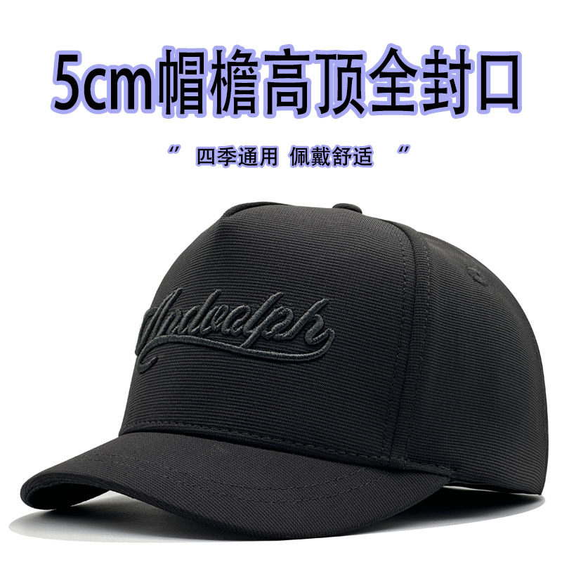 大头围短帽檐高顶后封口男棒球帽百搭显脸小正反可戴鸭舌帽光头帽