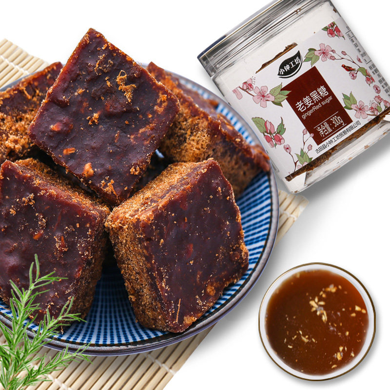 小钟工坊 老姜黑糖300g 姜母茶红糖大姨妈生姜茶速溶姜汁黑糖姜茶