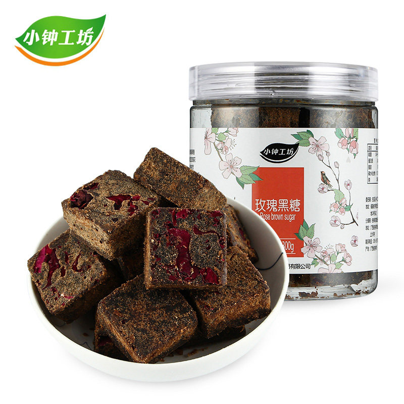 小钟工坊 玫瑰黑糖300g 纯手工熬制风味玫瑰红糖块黑糖块玫瑰茶