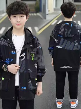 男童春款外套2026新款宽松大童10男孩帅气风衣12岁儿童秋季时髦潮