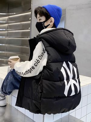 男童羽绒棉马甲秋冬季外穿2025新款儿童装连帽加绒加厚男孩马夹潮