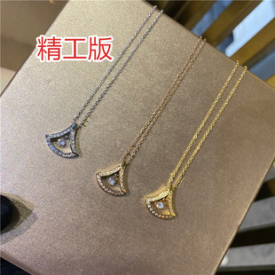 vilingwei 18K玫瑰金不过敏跳动的心半裙扇形锁骨吊坠项链不掉色