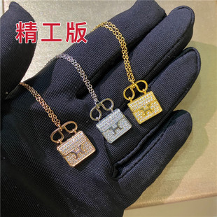 18K玫瑰金H康康包包项链女潮网红小众设计感锁骨链不掉色不过敏