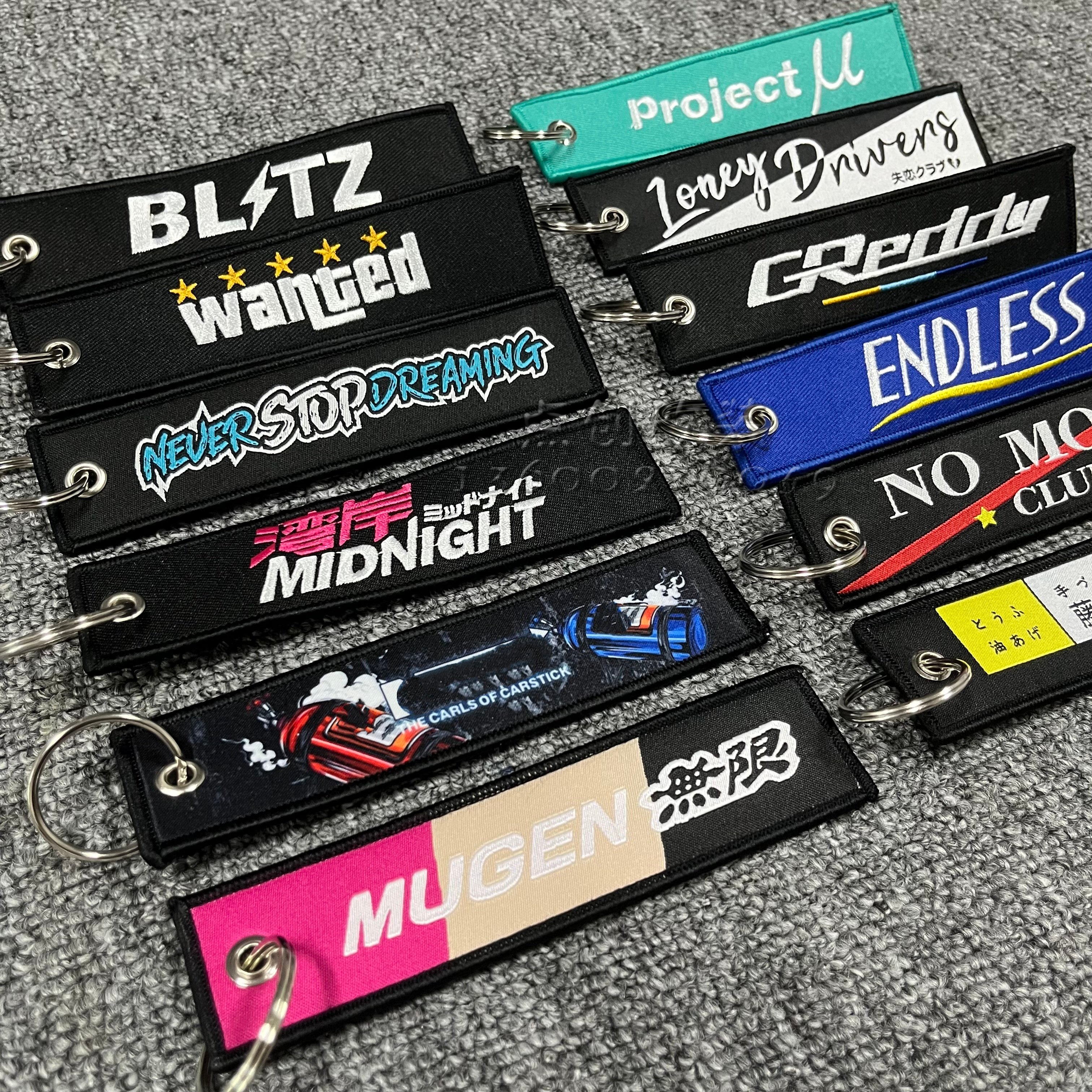 ADVAN汽车改装布艺钥匙圈 改装文化通用双面印花刺绣钥匙挂件扣带