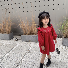 儿童刺绣连衣裙韩版 女童洋气长袖 娃娃裙公主裙 mini旦2019秋款 新品