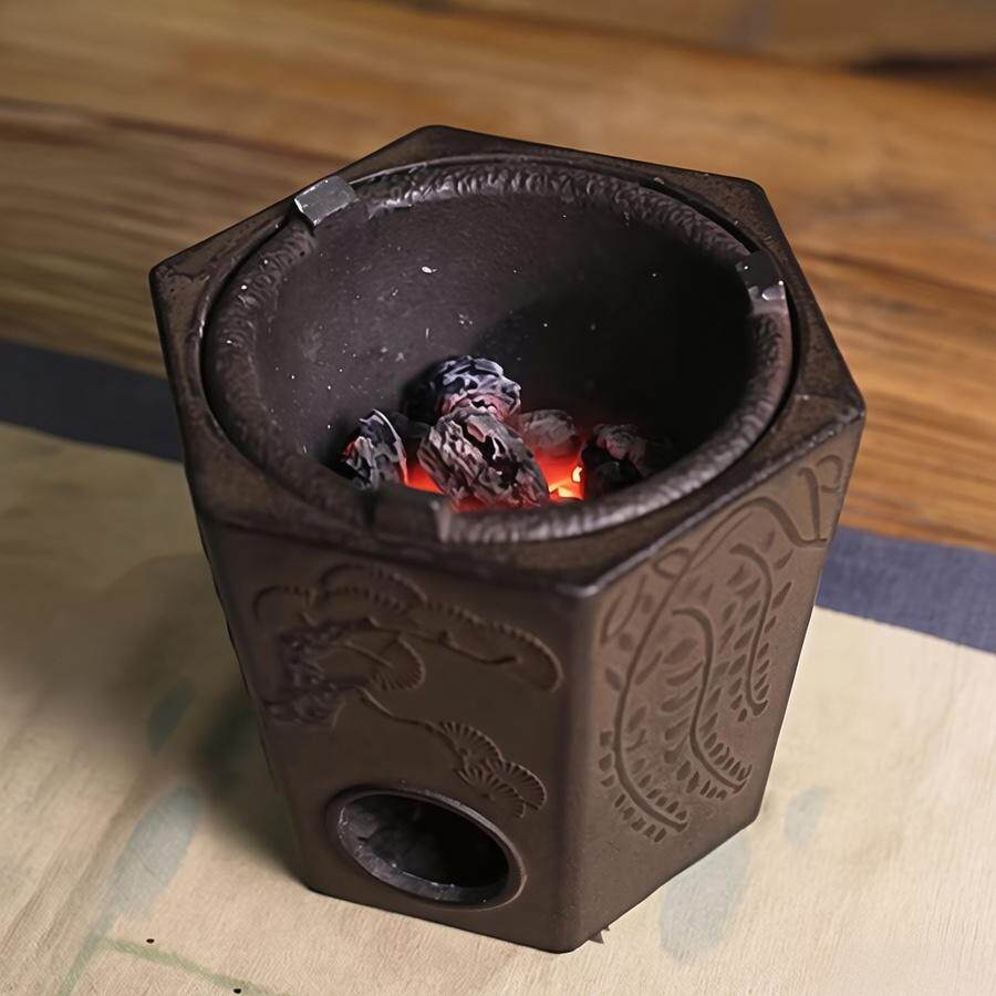 玲珑铸铁炉煮茶器日本铁壶铜壶银壶专用烧水炉茶炉围炉煮茶温茶炉