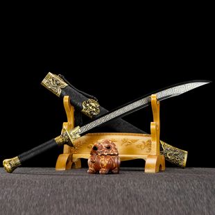 龙泉市刀剑手工锻打高锰钢龙虎牛尾刀单手战刀影视宝剑收藏未开刃