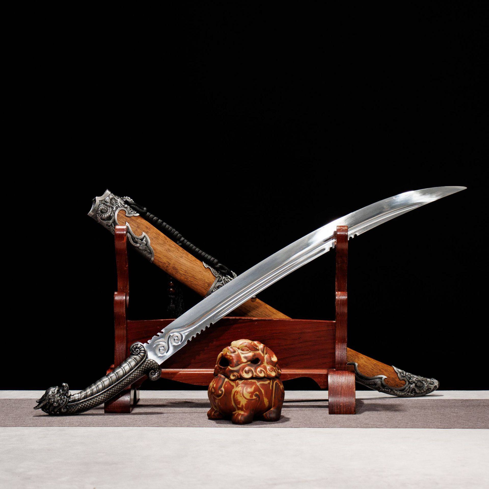 龙泉市刀剑高锰钢一体影视蒙古弯腰刀防身冷兵器清刀硬宝剑未开刃,特色手工艺,剑袋,淘宝优惠券,粉丝福利购,淘宝优惠卷