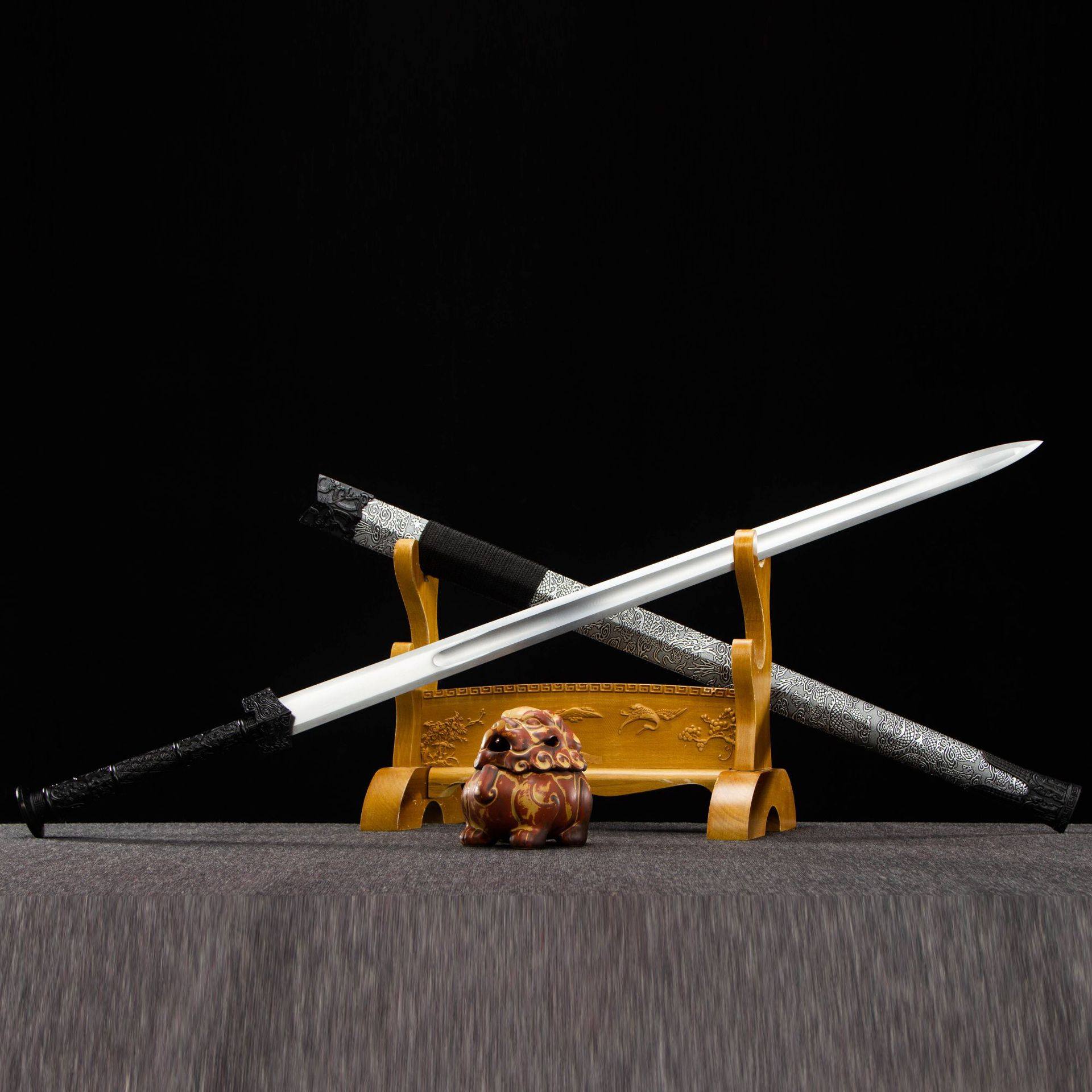 龙泉市刀剑高锰钢一体秦汉剑春秋秦王硬宝剑双手战剑冷兵器未开刃,特色手工艺,剑袋,淘宝优惠券,粉丝福利购,淘宝优惠卷