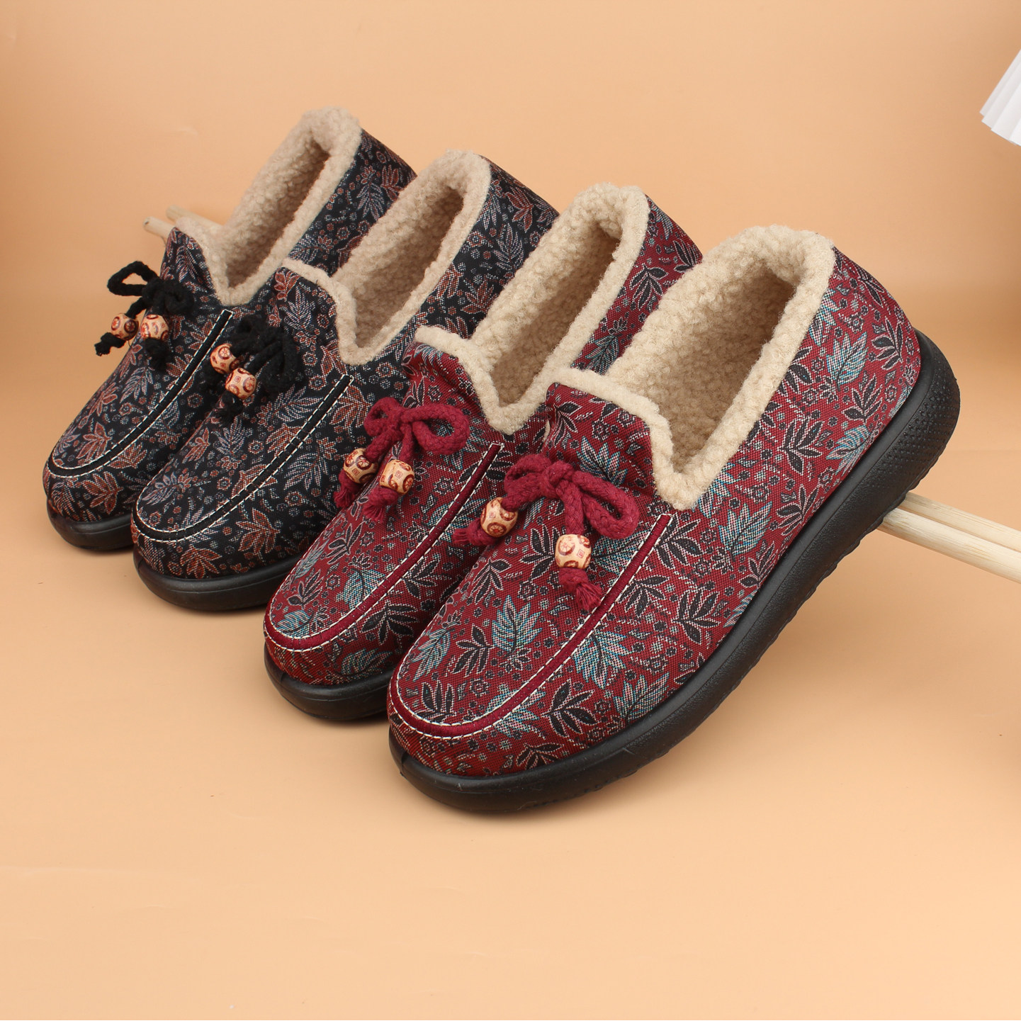 冬季新款居家包跟棉拖鞋女士毛绒保暖家居棉鞋防滑妈妈老人外穿鞋