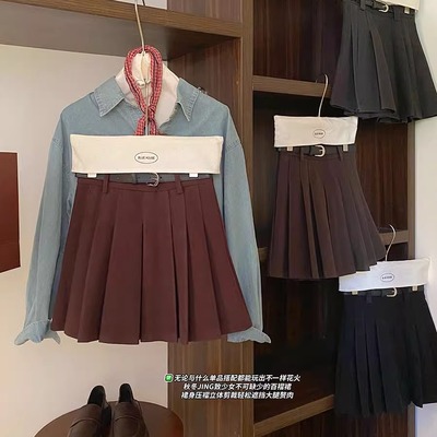 复古小个子毛呢百褶裙女秋冬显瘦
