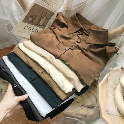 高级垂感长袖净版衬衫女春秋宽松休闲设计感小众百搭衬衣叠穿上衣