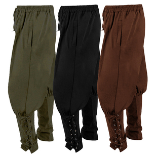 中世纪男士复古束脚裤 欧洲宫廷cos王子长裤舞台扮演服绑腿海盗裤